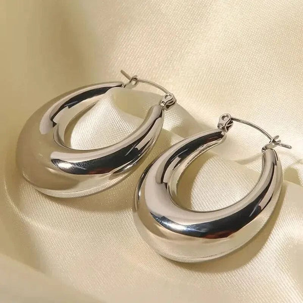 Planet Gates Gold Color ZAKOL Geometric U Chunky Hoop Earrings C- shape Jewelry for Women Girls Trendy Metal Texture 18 K Golden Ear Studs Accessories