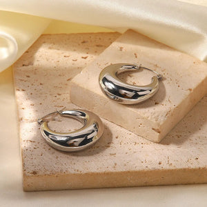 Planet Gates Gold Color ZAKOL Geometric U Chunky Hoop Earrings C- shape Jewelry for Women Girls Trendy Metal Texture 18 K Golden Ear Studs Accessories