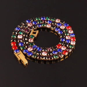 Planet Gates Gold Colour / 8inch (20cm) 316L Stainless Steel Bracelet Tennis Chain Bracelet For Women Charm Luxury Cubic Zircon Crystal Bracelets Jewelry Gift