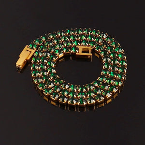 Planet Gates Gold Colour Green / 18inch (45cm) 316L Stainless Steel Bracelet Tennis Chain Bracelet For Women Charm Luxury Cubic Zircon Crystal Bracelets Jewelry Gift