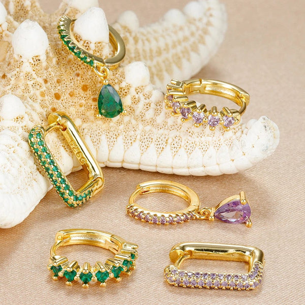 Planet Gates Gold-Dark-blue-3pcs 1 3PCS Fashion Cubic Zirconia Water Drop Pendant Earring Set for Women Stainless Steel Round U-shape Hoop Earring Piercing Jewelry