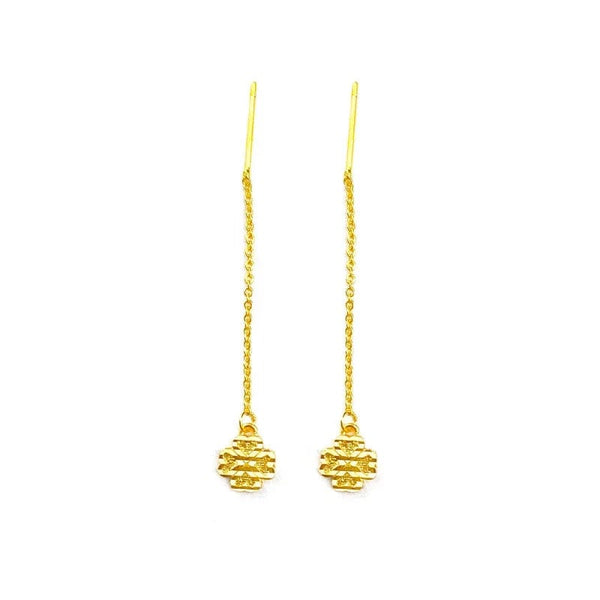 Planet Gates Gold Genuine K Gold Drop Clover Earrings Simple Design for Women Tassel Earrings Fine Jewelry Lucky Jewelry Birthday Gifts
