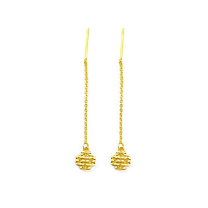 Planet Gates Gold Genuine K Gold Drop Clover Earrings Simple Design for Women Tassel Earrings Fine Jewelry Lucky Jewelry Birthday Gifts