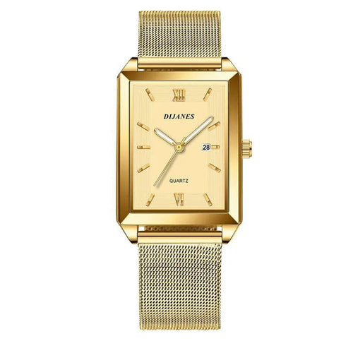 Planet Gates Gold Gold Mens Fashion Sports Watches Simple Men Luxury Gold Business Ultra Thin Stainless Steel Mesh Belt Quartz Watch