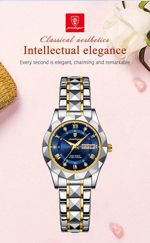 Planet Gates Gold Gold POEDAGAR Luxury Ladies Dress Watch Luminous Waterproof Week Date Woman Wristwatch Stainless Steel Women Quartz Watches reloj+box