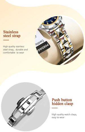 Planet Gates Gold Gold POEDAGAR Luxury Ladies Dress Watch Luminous Waterproof Week Date Woman Wristwatch Stainless Steel Women Quartz Watches reloj+box