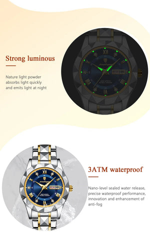 Planet Gates Gold Gold POEDAGAR Luxury Ladies Dress Watch Luminous Waterproof Week Date Woman Wristwatch Stainless Steel Women Quartz Watches reloj+box