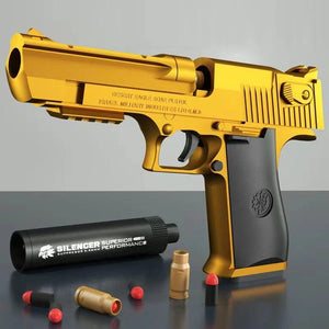 Planet Gates Gold Gun Shell Ejection Desert Eagle Toy Gun Airsoft Pistol Soft Foam Bullet Outdoor CS Weapon for Boys Girls Shooting Game Bitthday Gift