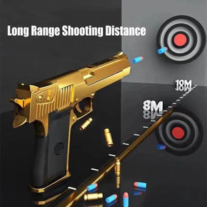 Planet Gates Gold Gun Shell Ejection Desert Eagle Toy Gun Airsoft Pistol Soft Foam Bullet Outdoor CS Weapon for Boys Girls Shooting Game Bitthday Gift