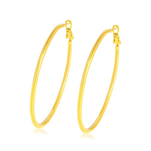 Planet Gates Gold Hoop Earrings 24K Yellow Gold Plated Round Big Circle Piercing Earring Set For Women 30/40/50/60mm Smooth Ear Cuff Jewelry