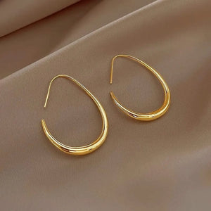 Planet Gates gold Hot Sale 925 Silver Needle Geometric Oval Hoop Earrings For Women Simple Desgin Earrings Party Wedding Jewelry eh2008