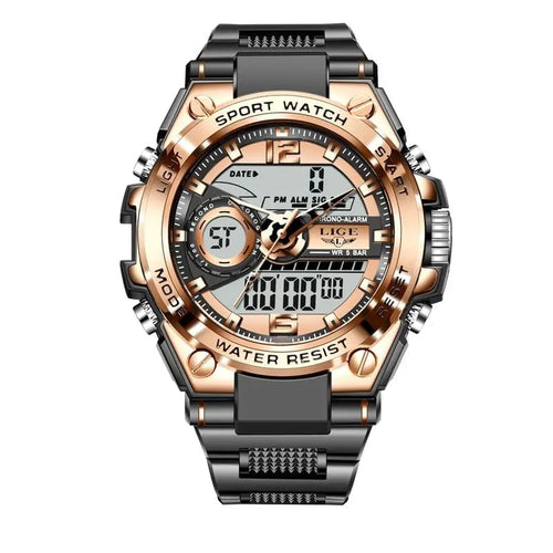 Planet Gates gold LIGE Men Military Watch Digital 50m Waterproof Wristwatch LED Quartz Clock Sport Watch Male Big Watches Men Relogios Masculino