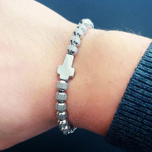 Planet Gates GOLD Luxury Stainless Steel Cross Charms Man Bracelet For Women Titanium Steel Beaded Jewelry Gift