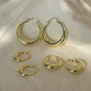 Planet Gates Gold / M - 28 X 24 mm New Style 2024 Wholesale Smooth Exquisite Big Circle Hoop Earrings for Women Girl Wedding Party Large Stainless Steel Jewelry
