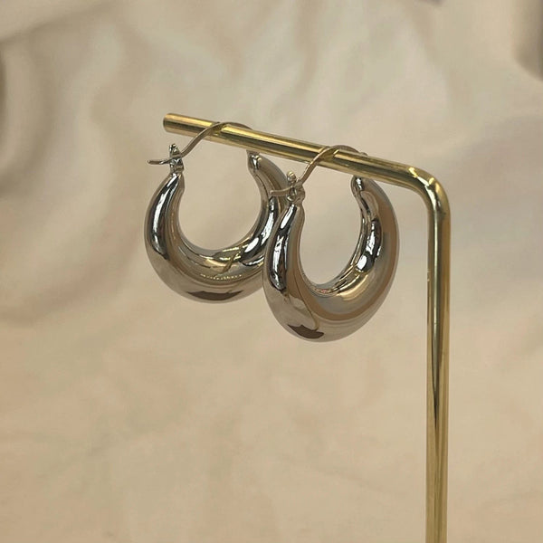 Planet Gates Gold / M - 28 X 24 mm New Style 2024 Wholesale Smooth Exquisite Big Circle Hoop Earrings for Women Girl Wedding Party Large Stainless Steel Jewelry