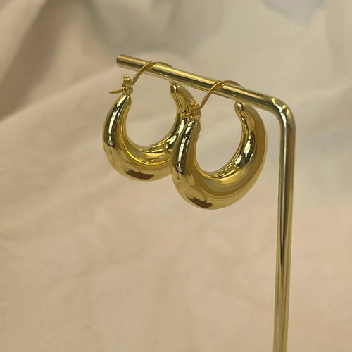 Planet Gates Gold / M - 28 X 24 mm New Style 2024 Wholesale Smooth Exquisite Big Circle Hoop Earrings for Women Girl Wedding Party Large Stainless Steel Jewelry