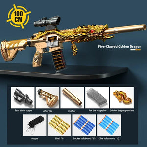 Planet Gates Gold M416 Shell Ejection Soft Bullet Toy Gun EVA Sniper Rifle Manual Loading Eat Chicken Weapon Boys Toy Gun CS Fighting Game Gift