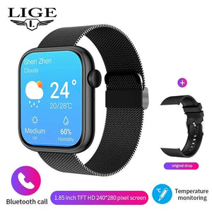 Planet Gates gold mesh belt LIGE Smart Watch For Women Full Touch Screen Bluetooth Call Waterproof Watches Sport Fitness Tracker Smartwatch Lady Reloj Mujer