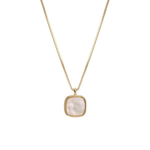 Planet Gates Gold New 925 Sterling Silver Square White Shell Necklace With Gold Geometric Shape Pendant Party Gift for Women's Fashion Jewelry