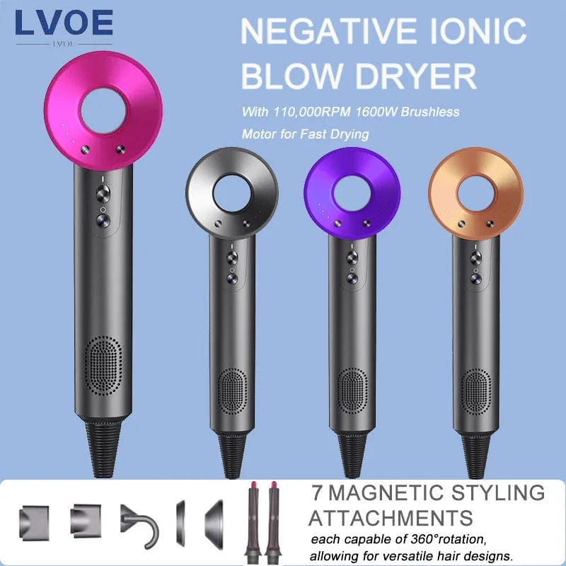 Planet Gates Gold One Nozzle / us Professional High Speed Hair Dryer Negative Ion 5 Attachment 1600W Constant Temperature Hair Care Fast Anion Electric Hair Dryer
