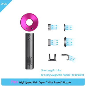 Planet Gates Gold One Nozzle / us Professional High Speed Hair Dryer Negative Ion 5 Attachment 1600W Constant Temperature Hair Care Fast Anion Electric Hair Dryer