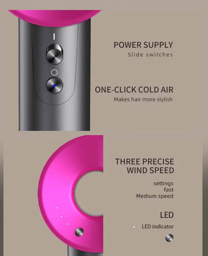 Planet Gates Gold One Nozzle / us Professional High Speed Hair Dryer Negative Ion 5 Attachment 1600W Constant Temperature Hair Care Fast Anion Electric Hair Dryer