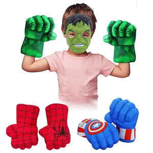 Planet Gates Gold / One Size Superhero Hands for Kids Superhero Boxing Gloves Smash Fists Soft Plush Toys Cosplay Costumes Accessories for Boys Girls Gift