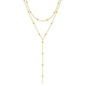 Planet Gates Gold Plated Lariat Necklace for Women, Double Laryered Long Chain Drop Pendant Choker Necklaces Fashion Gifts