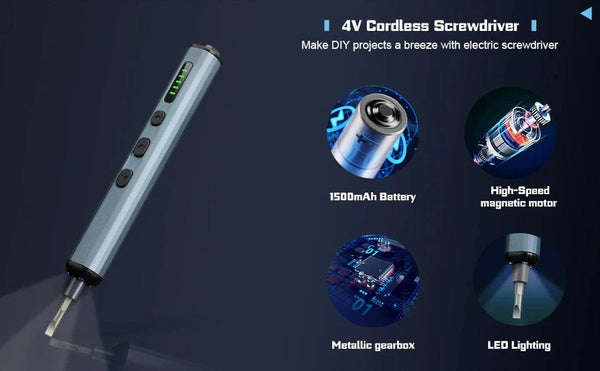 Planet Gates Gold Precision Electric Screwdriver Set 68 in 1 Cordless 64 S2 Precision Drill Bits 5 Torque Settings LED Hand Repair Tool Kit