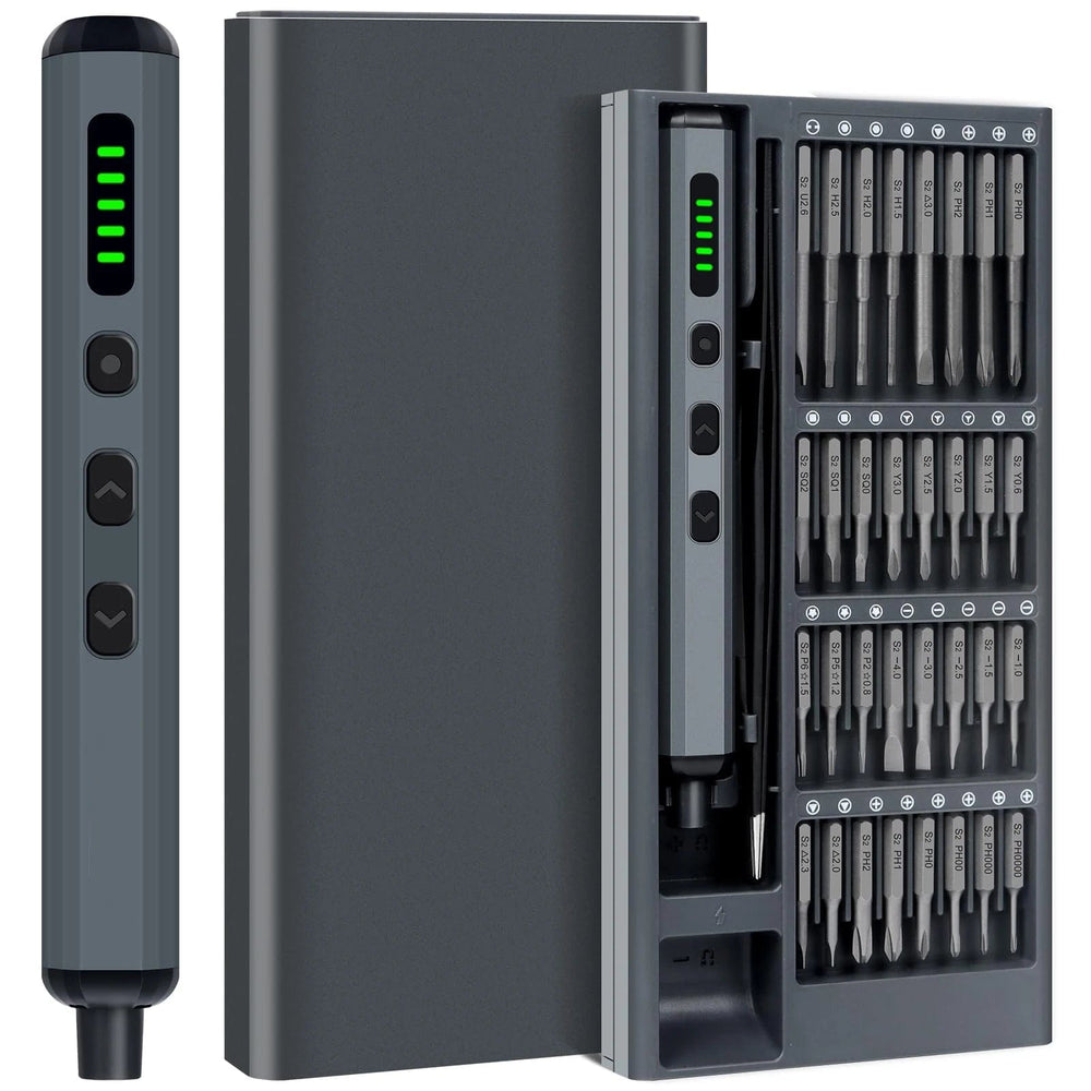 Planet Gates Gold Precision Electric Screwdriver Set 68 in 1 Cordless 64 S2 Precision Drill Bits 5 Torque Settings LED Hand Repair Tool Kit