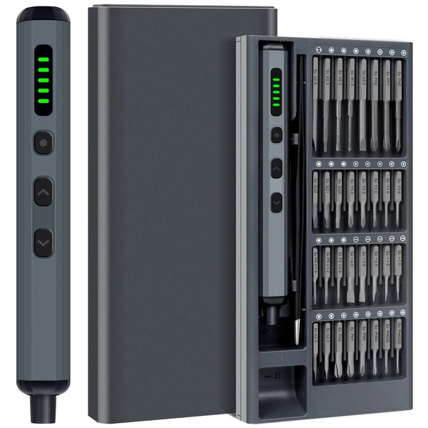 Planet Gates Gold Precision Electric Screwdriver Set 68 in 1 Cordless 64 S2 Precision Drill Bits 5 Torque Settings LED Hand Repair Tool Kit