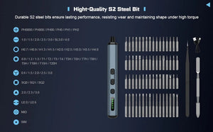 Planet Gates Gold Precision Electric Screwdriver Set 68 in 1 Cordless 64 S2 Precision Drill Bits 5 Torque Settings LED Hand Repair Tool Kit