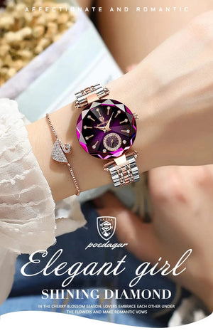 Planet Gates Gold Red L POEDAGAR Luxury Woman Wristwatch Elegant Waterproof Stainless Steel Watch for Ladies Dress Diamond Quartz Women's Watches Reloj