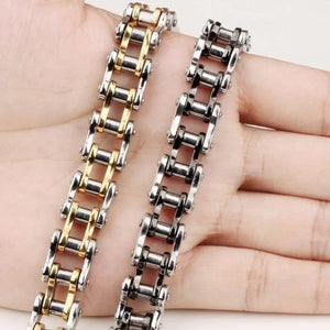 Planet Gates Gold Stainless Steel Biker Chain Bracelet Mens Bracelet Link Chain Motorcycle Bicycle Style Bracelets Fashion Punk Bangles Jewelry