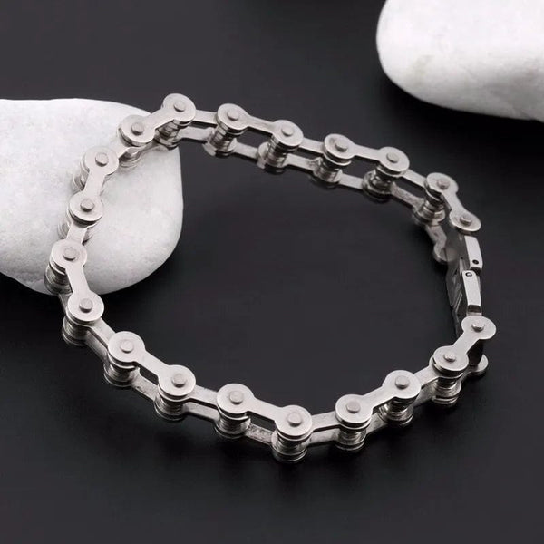 Planet Gates Gold Stainless Steel Biker Chain Bracelet Mens Bracelet Link Chain Motorcycle Bicycle Style Bracelets Fashion Punk Bangles Jewelry