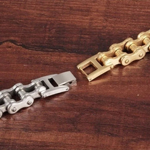 Planet Gates Gold Stainless Steel Biker Chain Bracelet Mens Bracelet Link Chain Motorcycle Bicycle Style Bracelets Fashion Punk Bangles Jewelry