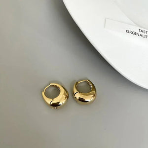 Planet Gates Gold Stainless Steel Smooth Metal Chunky Hoop Earrings For Women Girls Fashion Round Circle Hoops Statement Earrings Punk Jewelry
