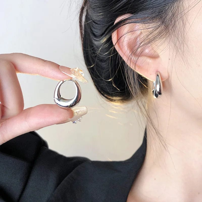 Planet Gates Gold Stainless Steel Smooth Metal Chunky Hoop Earrings For Women Girls Fashion Round Circle Hoops Statement Earrings Punk Jewelry