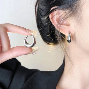 Planet Gates Gold Stainless Steel Smooth Metal Chunky Hoop Earrings For Women Girls Fashion Round Circle Hoops Statement Earrings Punk Jewelry