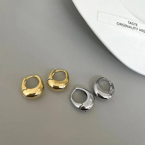 Planet Gates Gold Stainless Steel Smooth Metal Chunky Hoop Earrings For Women Girls Fashion Round Circle Hoops Statement Earrings Punk Jewelry