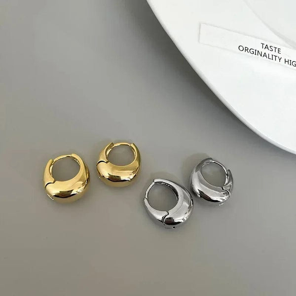 Planet Gates Gold Stainless Steel Smooth Metal Chunky Hoop Earrings For Women Girls Fashion Round Circle Hoops Statement Earrings Punk Jewelry