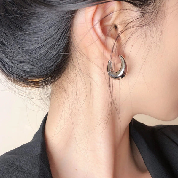 Planet Gates Gold Stainless Steel Smooth Metal Chunky Hoop Earrings For Women Girls Fashion Round Circle Hoops Statement Earrings Punk Jewelry