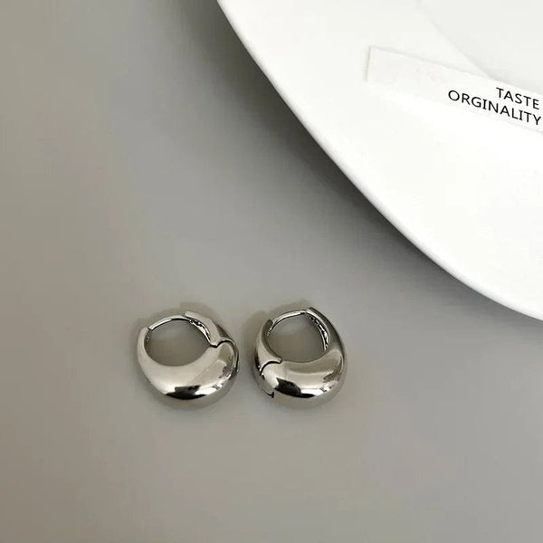 Planet Gates Gold Stainless Steel Smooth Metal Chunky Hoop Earrings For Women Girls Fashion Round Circle Hoops Statement Earrings Punk Jewelry