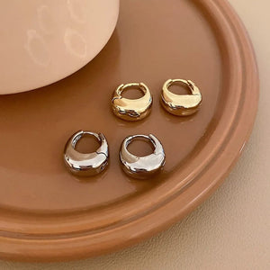 Planet Gates Gold Stainless Steel Smooth Metal Chunky Hoop Earrings For Women Girls Fashion Round Circle Hoops Statement Earrings Punk Jewelry