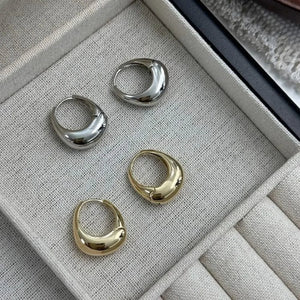 Planet Gates Gold Stainless Steel Smooth Metal Chunky Hoop Earrings For Women Girls Fashion Round Circle Hoops Statement Earrings Punk Jewelry