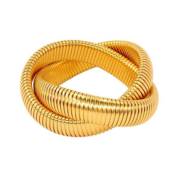 Planet Gates Gold Two laps Stainless Steel Two Three Laps Winding Stretch Elastic Bracelet for Women Gold Plating Kpop Gift
