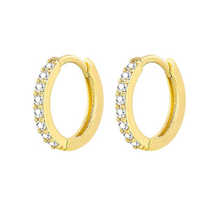 Planet Gates Gold White / 8mm 2PCS Stainless Steel Minimal Hoop Earrings Crystal Zirconia Small Huggie Thin Cartilage Earring Helix Tragus Piercing Jewelry