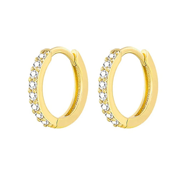 Planet Gates Gold White / 8mm 2PCS Stainless Steel Minimal Hoop Earrings Crystal Zirconia Small Huggie Thin Cartilage Earring Helix Tragus Piercing Jewelry