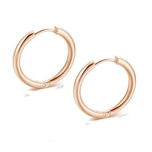 Planet Gates goldcolor / 8mm New Stainless Steel Small Chunky Earrings For Women Gold Color Smooth Circle Ear For Men Ring Thick Fat Huggie Hoops Piercing