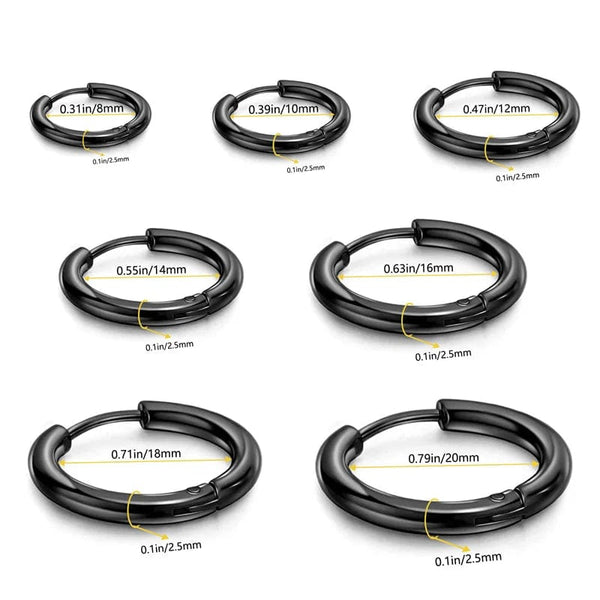 Planet Gates goldcolor / 8mm New Stainless Steel Small Chunky Earrings For Women Gold Color Smooth Circle Ear For Men Ring Thick Fat Huggie Hoops Piercing